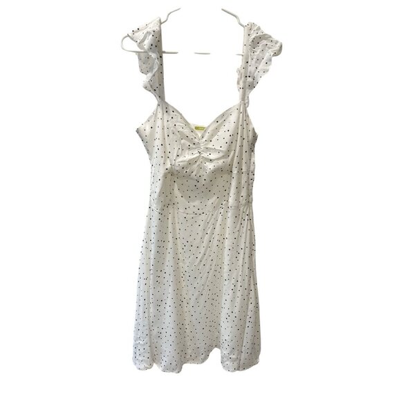 Gianni Bini Hannah Sweetheart White Polka Dot Viscose Dress Size 10, Good Cond - Picture 1 of 8